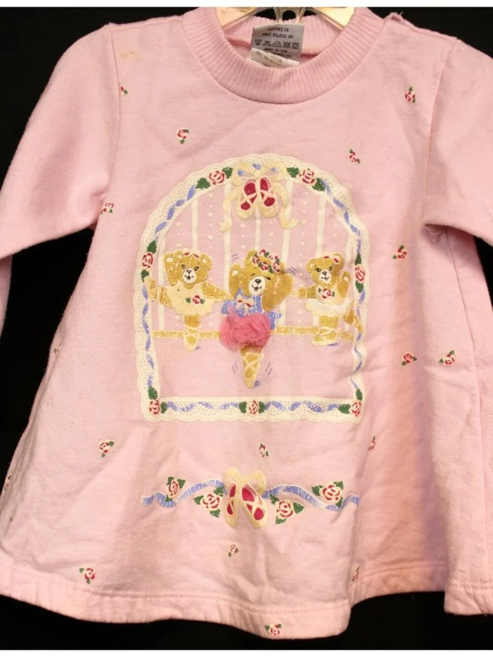 Spumoni 2pc Outfit 3T Medium Teddy Bear Ballerina Pink Sweatshirt Pants